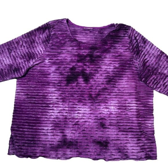 Womens 3X Textured Purple Top pullover washable - Picture 2 of 6
